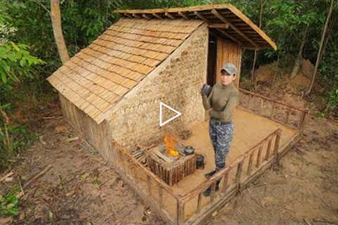 20 Days Building Bushcraft Survival Shelter With Log Cabin roof, Sushcraft Skills