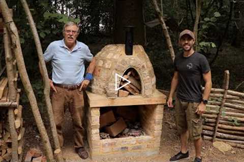 Building a Dome Oven with Chimney using 100 Year Old Bricks in the Woods