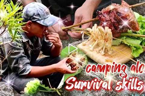 survival skills - camping alone and craft cooking | Minh bushcraft ( p1 )