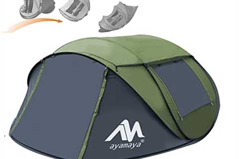 AYAMAYA Pop Up Tent 4 Person Tents for Camping with Skylight, Waterproof Family Tent with Removable ..