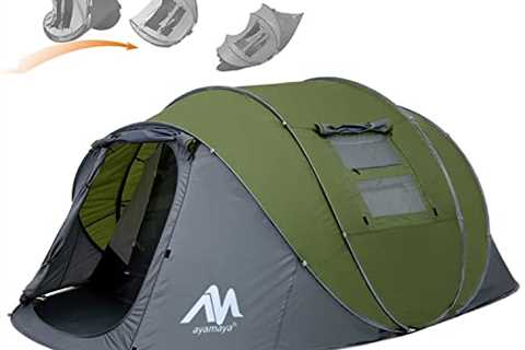 ayamaya Pop Up Tent 6 Person Easy Pop Up Tents for Camping with Vestibule, Double Layer Waterproof..
