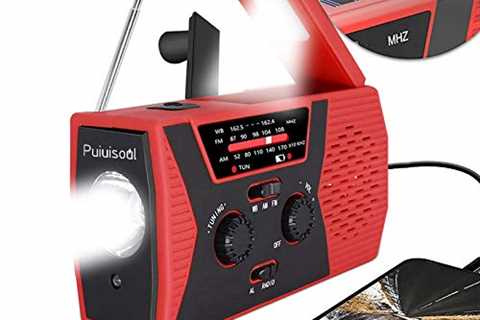 Emergency-Radio,Puiuisoul Solar Weather Radios with Hand Crank,NOAA/AM/FM, Headphone Jack,Alarm..