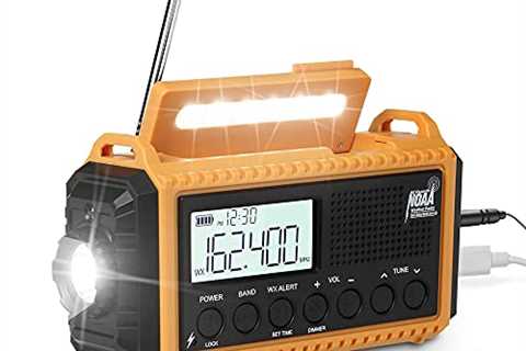 Emergency Radio,Solar Hand Crank Weather Radio Battery Portable AM/FM/Shortave/NOAA Radio with Time ..