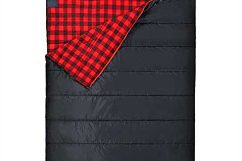 REDCAMP Cotton Double Sleeping Bag for Adults, 2 Person Cold Weather Queen Size Flannel Sleeping..