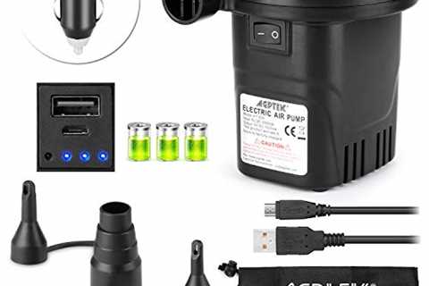 Rechargeable Air Pump, AGPTEK Electric Air Pump Quick-Fill Inflator & Deflator with 3 Nozzles,..