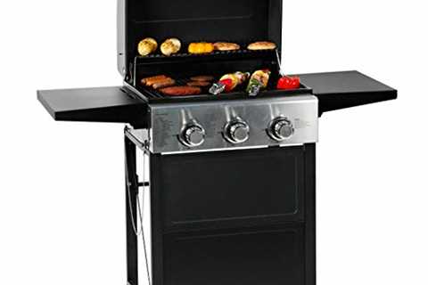 MASTER COOK 3 Burner BBQ Propane Gas Grill, Stainless Steel 30,000 BTU Patio Garden Barbecue Grill..