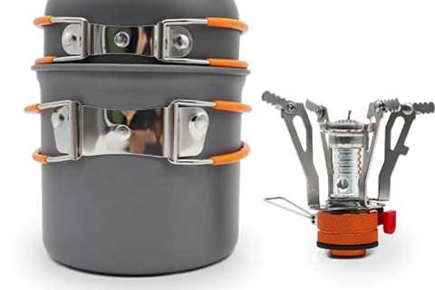 TWOZOZO Portable Backpacking Stove Kit,Camp Stove with Lightweight Pot,Outdoor Mini Picnic Stoves..