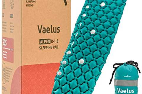 Vaelus Inflatable Sleeping Pad & Built-in Pump - Size + Weight of Water Bottle - Light, Compact,..