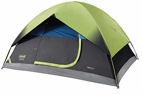 Coleman Dome Camping Tent | Sundome Dark Room Tent with Easy Set Up , Green/Black/Teal, 4 Person -..