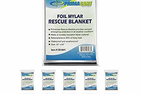 Primacare HB-10 Emergency Foil Mylar Thermal Blanket (Pack of 10), 52" Length x 84" Width,..