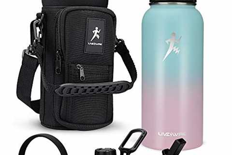 LiveWire Insulated Water Bottle with 4 LIDS 2 Straws & Carrier Bag Double-Wall Vacuum Insulated ..
