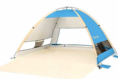 Gorich Large Pop Up Beach Tent for 3-4 Person, UPF 50+ Beach Sun Shelter, Automatic Beach Sun..