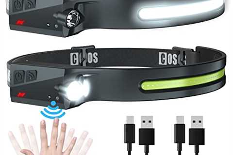 COSOOS 2 LED Headlamp Rechargeable Flashlight, Bright Headlight, Adjustable Headband for Kids & ..