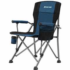 XGEAR Camping Chair Hard Arm High Back Lawn Chair Heavy Duty with Cup Holder, for Camp, Fishing,..