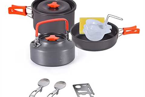 REDCAMP 13 PCS Camping Cookware Set with Kettle, Lightweight Backpacking Cookset for 2-3 Persons,..