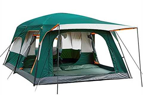 KTT Extra Large Tent 10-12 Person(B),Family Cabin Tents,2 Rooms,Straight Wall,3 Doors and 3 Windows ..