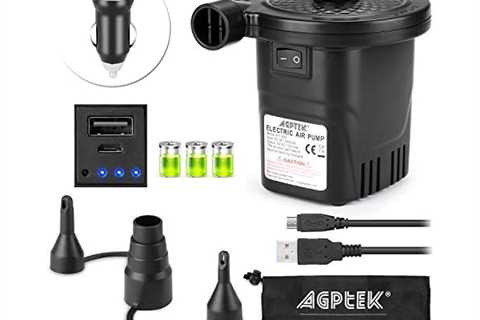 AGPTEK Rechargeable Air Pump, Electric Air Pump Quick-Fill Inflator & Deflator with 3 Nozzles,..