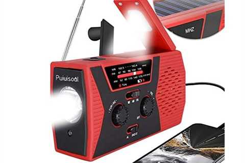 [2020 Premium Version] Emergency-Solar-Hand-Crank-Radio,Puiuisoul Portable NOAA Weather Radios with ..