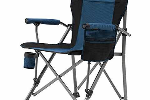 XGEAR Camping Chair Hard Arm High Back Lawn Chair Heavy Duty with Cup Holder, for Camp, Fishing,..